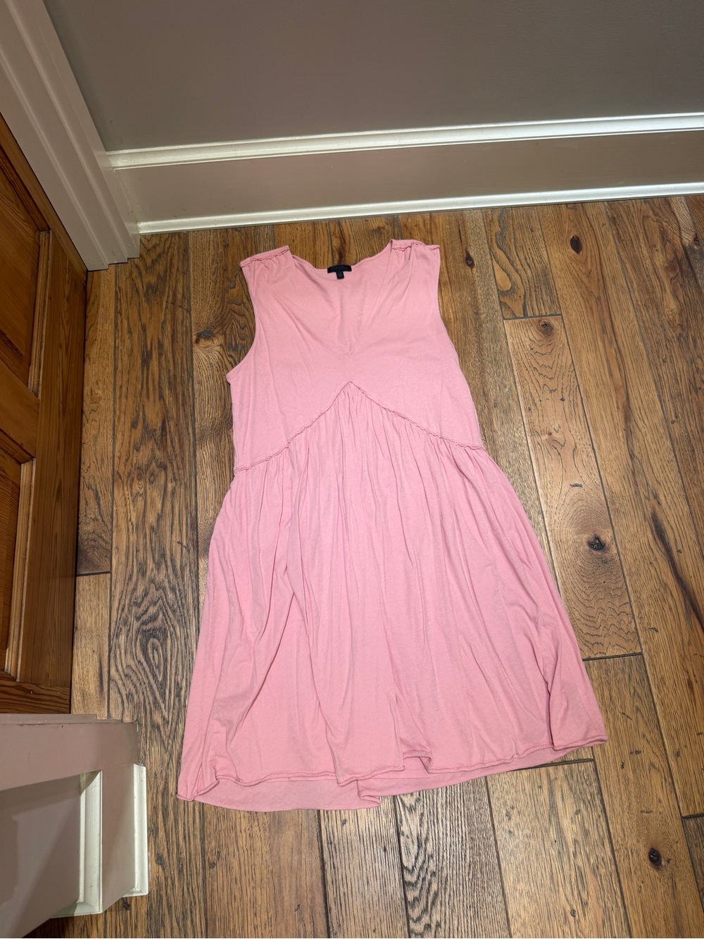 ATM Sleeveless Pink V-Neck A-Line Dress